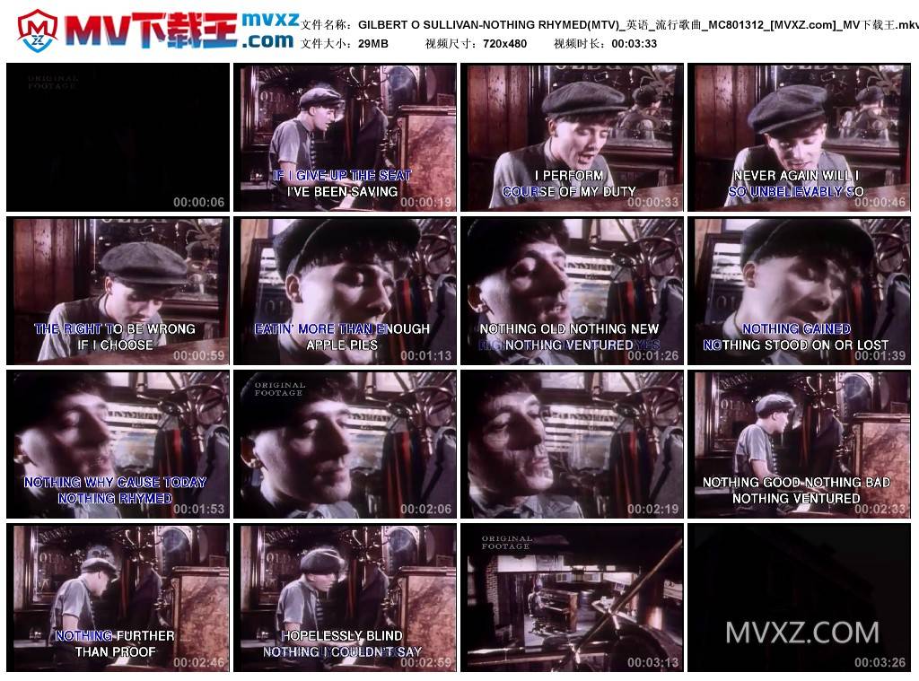 GILBERT O SULLIVAN-NOTHING RHYMED(MTV)_英语_流行歌曲_MC801312